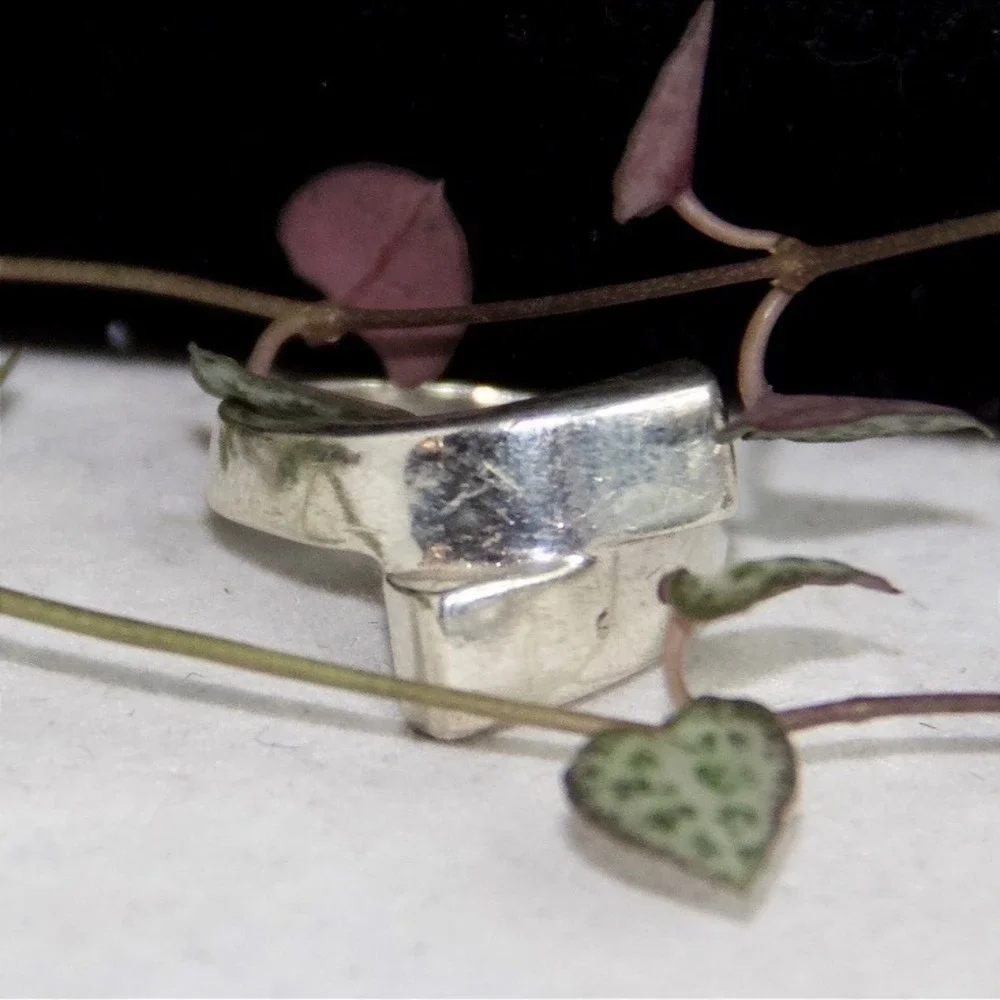 Modernist Sterling‎ Silver 925 Geometric Bypass Bar Ring Size 5.5 Minimalist